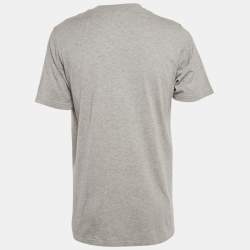 مملوكة مسبقًا تي شيرت مونكلر رمادي بشعار أبليك جيرسي مقاس كبير (لارج)