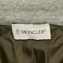 Pre Owned Moncler Grey  Rib Knit and Nylon Hooded Jacket L