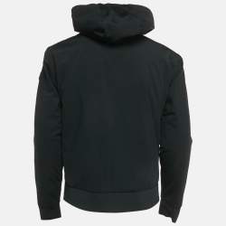 Pre Owned Moncler Black Synthetic Hooded Down Jacket M