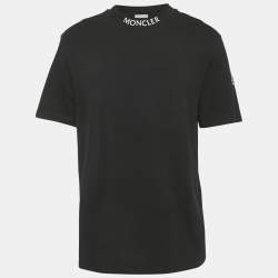Pre Owned Moncler Black Cotton Knit Crew Neck T-Shirt L