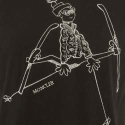مملوكة مسبقًا Moncler Black Skier Embroidered Jersey T-Shirt L