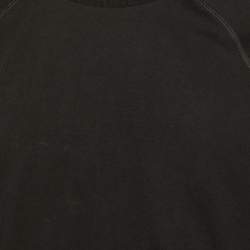 Pre Owned تي شيرت مونكلير X أوف-وايت بم طباعة سهم أسود ياقة مضلعة قطن مقاس كبير جدًا