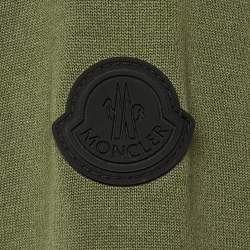 Pre Owned Moncler Green Logo Print Cotton Knit Sweatshirt L