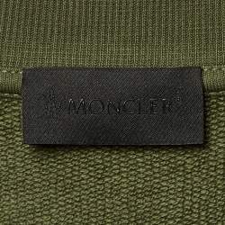 Pre Owned Moncler Green Logo Print Cotton Knit Sweatshirt L