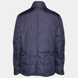 مملوكة مسبقًا جاكيت مبطن صناعي مونكلير أزرق كحلي مقاس كبير جداً جداً