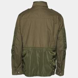 Pre Owned جاكيت مونكلير أخضر قطن وصناعي بغطاء رأس مخفي مقاس كبير جداً (اكس لارج)