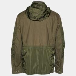 Pre Owned جاكيت مونكلير أخضر قطن وصناعي بغطاء رأس مخفي مقاس كبير جداً (اكس لارج)