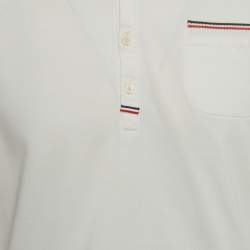 Pre Owned Moncler White Cotton Pique Short Sleeve Maglia Polo T-Shirt L