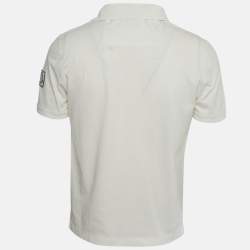 Pre Owned Moncler White Cotton Pique Short Sleeve Maglia Polo T-Shirt L