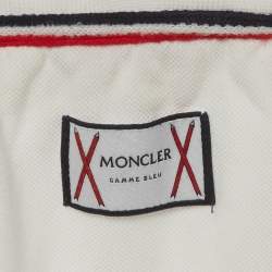 Pre Owned Moncler White Cotton Pique Short Sleeve Maglia Polo T-Shirt L