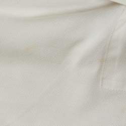 Pre Owned Moncler White Cotton Pique Short Sleeve Maglia Polo T-Shirt L