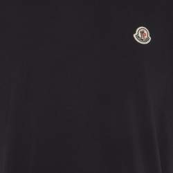 Pre Owned Moncler Navy Blue Logo Patch Jersey Crewneck T-Shirt XXL