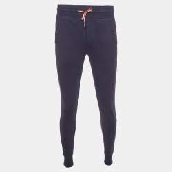 Pre Owned Moncler Navy Blue Jersey Drawstring Joggers M