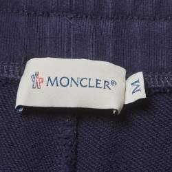 Pre Owned Moncler Navy Blue Jersey Drawstring Joggers M
