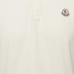 Pre Owned Moncler Cream Cotton Pique Short Sleeve Polo T-Shirt XL