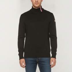 مملوكة مسبقًا Moncler Black Knit Turtleneck Maglione Tricot Ciclista Sweater XL 