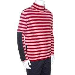 Moncler Grenoble Red Striped Wool Patch Detail Sweater L