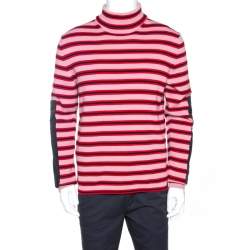 Moncler Grenoble Red Striped Wool Patch Detail Sweater L