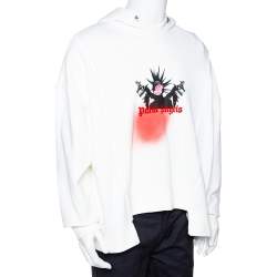Pre Owned 8 Moncler x Palm Angels White Logo Print Cotton Oversized Hoodie S