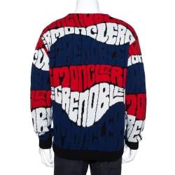 Pre Owned Moncler Grenoble Blue Logo Wool Cashmere Knit Jumper L