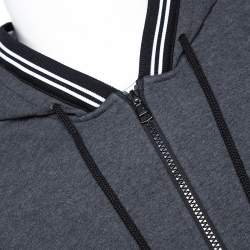 Pre Owned Moncler Grey Diamond Quilted Cotton Zip Front Hoodie L