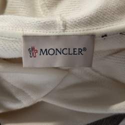 Pre Owned Moncler White Knit Genius X Craig Green Logo Print Hoodie L