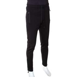 Moncler Black Knit Zipper Detail Pants M