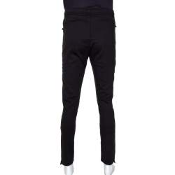 Moncler Black Knit Zipper Detail Pants M