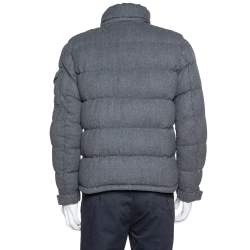 Pre Owned Moncler Grey Wool Puffer Jacket XXL