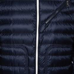 Pre Owned Moncler Navy Blue Down Quilted Picard Moto Jacket XXXL