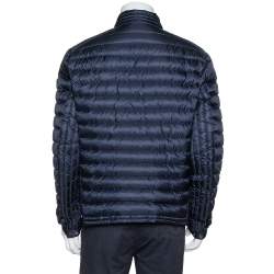 Pre Owned Moncler Navy Blue Down Quilted Picard Moto Jacket XXXL