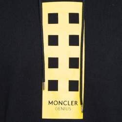 Pre Owned Moncler Black Printed Cotton Hooded Sweatshirt M