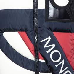Pre Owned Moncler Tricolor Synthetic Down Filled Sleeveless Hooded Puffer Gilet S