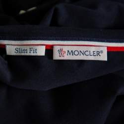 Pre Owned Moncler Navy Blue Logo Patch Cotton Crewneck T-Shirts XL