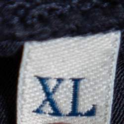 Pre Owned Moncler Navy Blue Logo Patch Cotton Crewneck T-Shirts XL