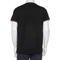 Pre Owned Moncler Black Cotton Logo Crewneck T-Shirt XL