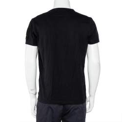 Pre Owned Moncler Black Cotton Applique Detail Crewneck T-Shirt L