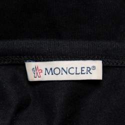 Pre Owned Moncler Black Cotton Applique Detail Crewneck T-Shirt L