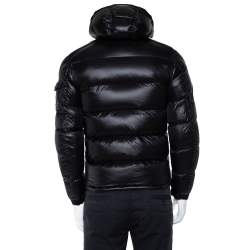Pre Owned Moncler Black Quilted Synthetic Hooded Zin Jacket XS