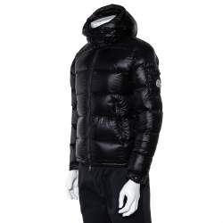 Pre Owned Moncler Black Quilted Synthetic Hooded Zin Jacket XS