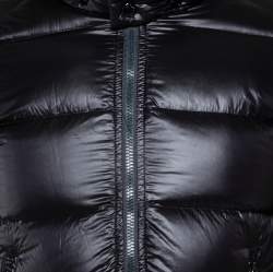 Pre Owned Moncler Black Quilted Synthetic Hooded Zin Jacket XS