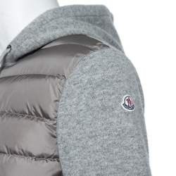 Moncler Grey Wool & Quilted Synthetic Zip Front Hooded Maglia Jacket M