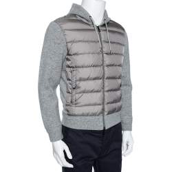 Moncler Grey Wool & Quilted Synthetic Zip Front Hooded Maglia Jacket M