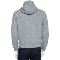 Moncler Grey Wool & Quilted Synthetic Zip Front Hooded Maglia Jacket M