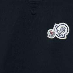 Pre Owned Moncler Navy Blue Cotton Logo Patch Detail T-Shirt S