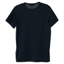 Pre Owned Moncler Navy Blue Cotton Logo Patch Detail T-Shirt S