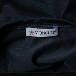 Pre Owned Moncler Navy Blue Cotton Logo Patch Detail T-Shirt S
