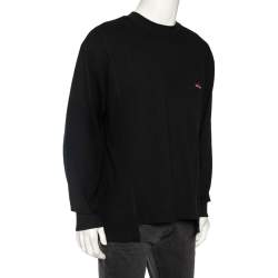 Pre Owned Moncler X Palm Angels Black Cotton Logo Embossed Long Sleeve T-Shirt L