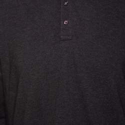 Moncler Grey Cotton Pique Long Sleeve Polo T-Shirt XL