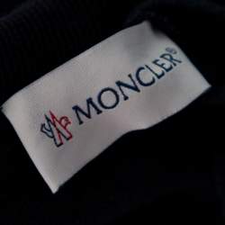 Pre Owned Moncler Navy Blue Cotton Logo Applique Detailed Crewneck Sweatshirt XL